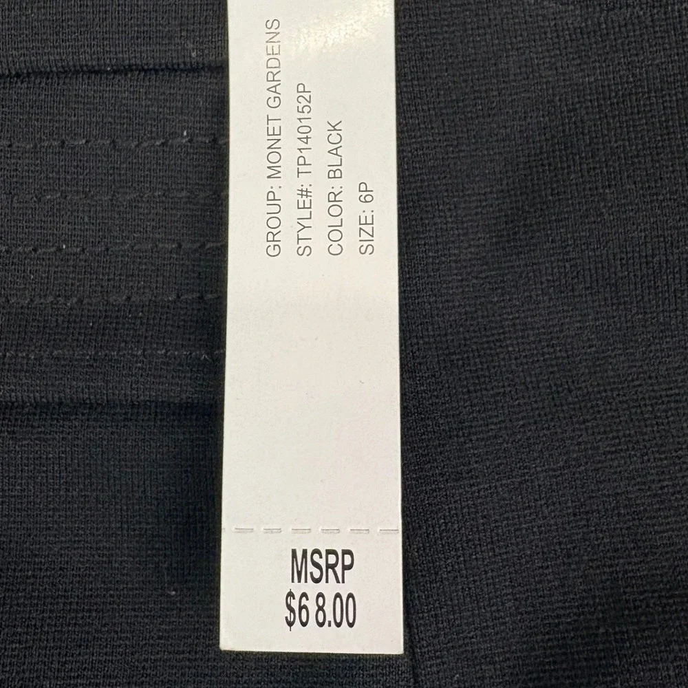 Adrienne Vittadini 6P Black Pencil Skirt Monet Gardens Stretch Professional